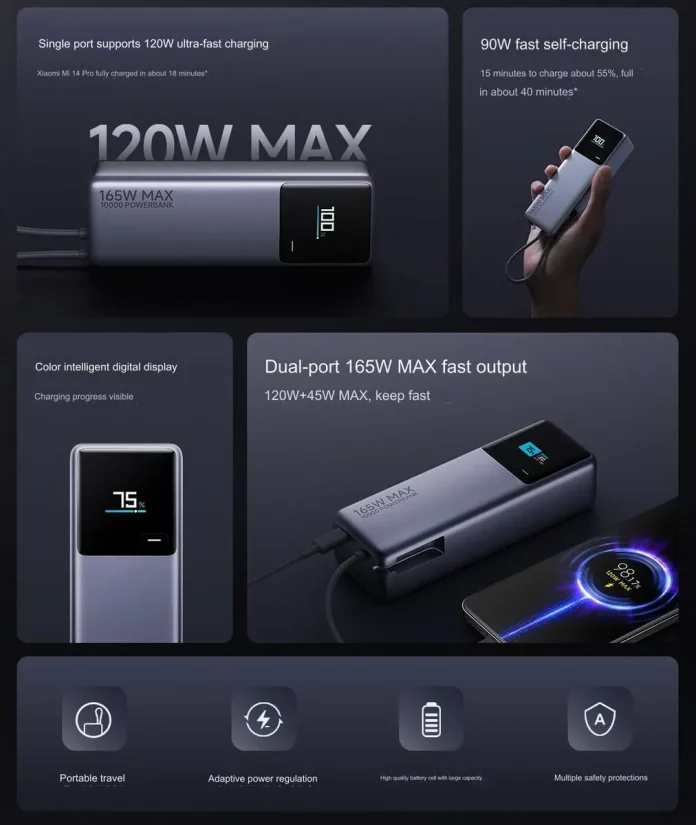 Xiaomi's Latest Innovation: A 165W Power Bank with Integrated Cable